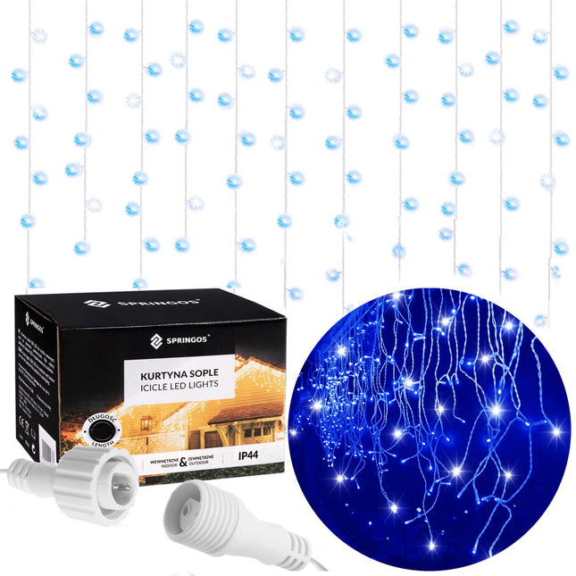 IJspegel Verlichting | 12 m + 2.5 m Snoer | 300 LED | Flash | Koppelbaar | Blauw
