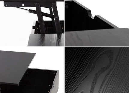 Salontafel | Salontafel Rechthoek | Bijzettafel | 1 Stuk | Opklapbaar | 50 X 100 X 44,2 CM | Zwart