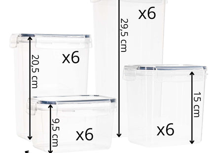 Keukenorganizer - Voorraadpotten -  Voorraaddozen - Bewaarcontainers  - Set Van 24 Met Stickers - Transparant
