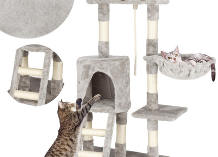 Krabpaal - 5 Etages - Voor Katten - Toren - Meubelbescherming - 56 x 30 x 96 cm - Grijs/ Creme