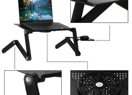 Laptop Standaard | Laptop tafel | Laptop Cooler | 48 x 26 cm | Zwart