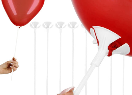 Ballonstokjes | 10 Stuks | Wit