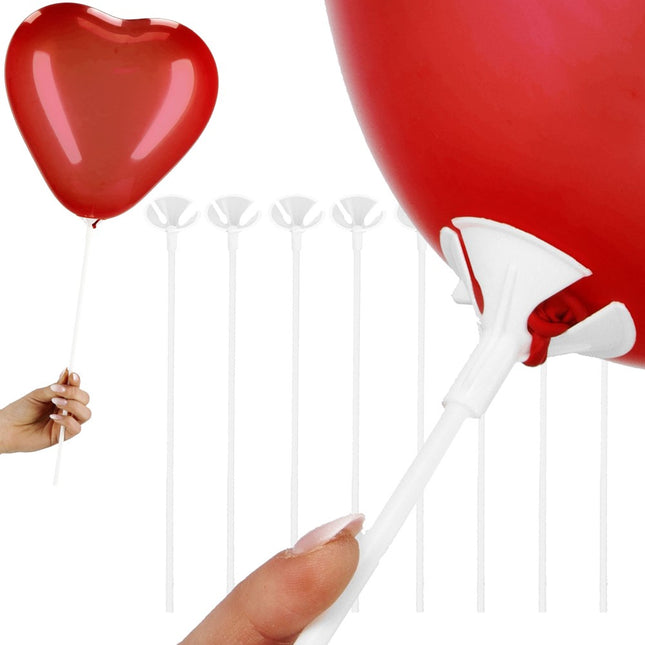 Ballonstokjes | 10 Stuks | Wit