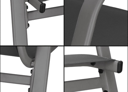 Tuinstoel | Tuinstoelen | Tuinstoel Buiten | Staal | Textiel | 4 Stuks | 120 Kg | Donkergrijs