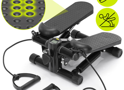 Stepper - Stepper Fitness - Mini Stepper - Met Computer en Weerstandsbanden - Traploper  - Crossfit - Fitness  - Zwart