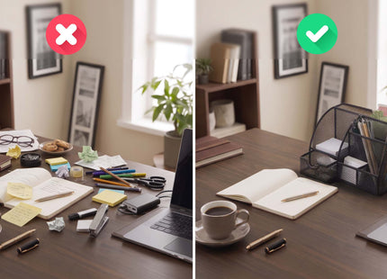 Springos® Bureau Organizer Zwart – Metalen Pennenhouder met 6 Vakken en Uitschuifbare Lade – Bureau Opberger voor Kantoorartikelen – 22 x 14 x 13 cm