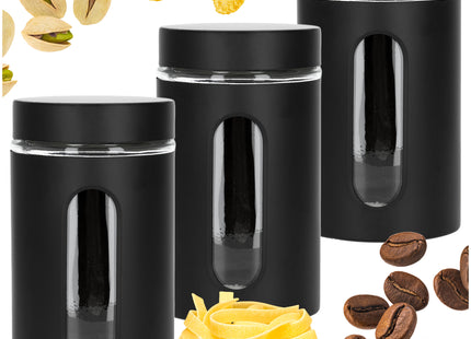 Voedselcontainer - Voorraadpot - Schroefbare Container -  Keukenaccessoire - Set Van 3 - 1 L