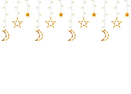 Lichtgordijn | IJspegel Verlichting | Inclusief USB En Afstandsbediening | 138 LED | Warm Wit | Sterren | Manen