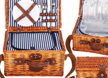 Picknickmand - Servies - Thermisch - Riet - Bruin - 42 x 27 x 20 cm