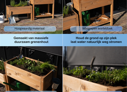 Kweekbak - Plantenbak - Moestuin - Planten - Hout - Geïmpregneerd - Rechthoekig - Bruin- 40 x 80 x 78 Cm