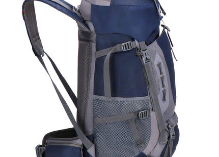 Backpack - Rugzak - Multifunctioneel - Kamperen - Reizen - Regenhoes - Fluitje - 60 Liter - Grijs/Blauw