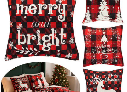 Sierkussenhoes | Kussenhoes | Kussensloop | Woonaccessoires | 40 x 40 cm | 4 Stuks | Kerstpatronen