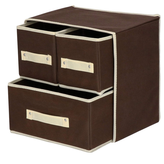 Kast Organizer | 3 Lades | Bruin/Beige