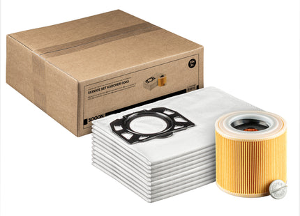SQOON® Stofzuigerzakken + Filter Servicekit Geschikt voor Kärcher WD2 Plus & WD3 – 10x KFI357 Stofzuigerzakken + 1x Filter KFI 3310