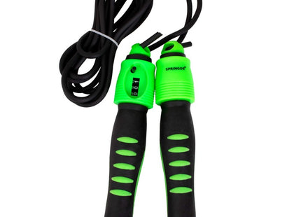 Springtouw | Sport Springtouw | Fitness Springtouw | Verstelbaar | Stappenteller | Groen 275 cm