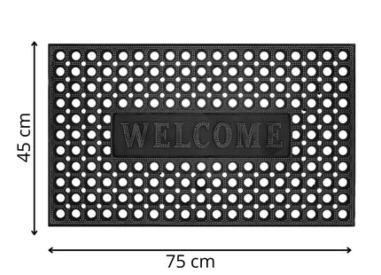 Deurmat - Buitenmat - Droogloopmat - Anti -Slip - Welcome - Grafiet - 45 x 75 Cm
