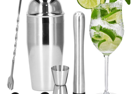 Cocktail Set | 6-Delige Cocktail Shaker Set | Cocktailset | Bartender set | RVS | Zilverkleurig