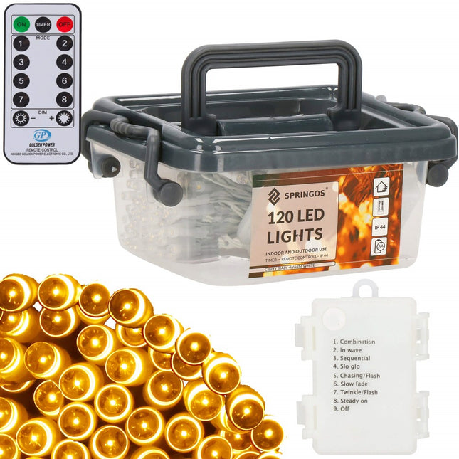 Kerstverlichting | 9 m | Batterij  | 120 LED | Warm Wit