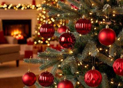 Kerstballen | 36 Stuks | 6,5 cm | Rood