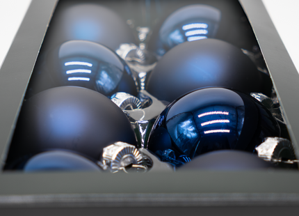 Kerstballen Glas | 8 Stuks | Mix | Glas | Mat | Glans | Donkerblauw