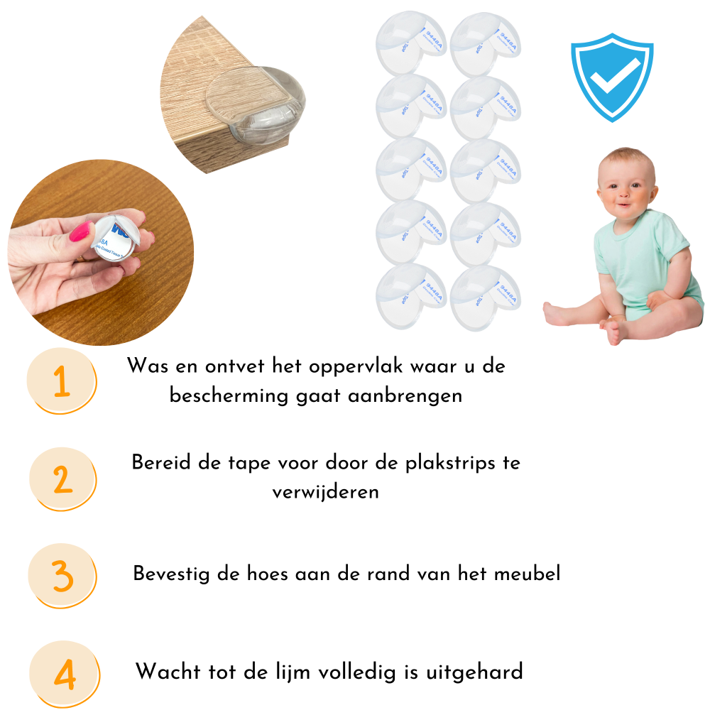 Vobulafy Veiligheidshoekbeschermers, 4 hoekbeschermers voor kinderen en babyproofing, tafelbeschermer - hoekkussen met sterke lijm, zwart Vobulafy Veiligheidshoekbeschermers, 4 hoekbeschermers voor kinderen en babyproofing, tafelbeschermer - hoekkussen met sterke lijm, zwart