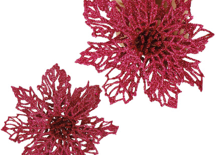 Kunstbloem - Kunststof - Roze - Glitters - 13 cm