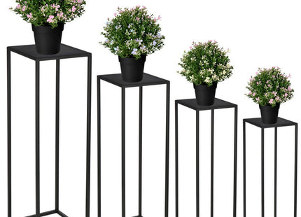Plantenzuil | Plantentafel | Planten Etagère | Set van 4 | Metaal | Zwart