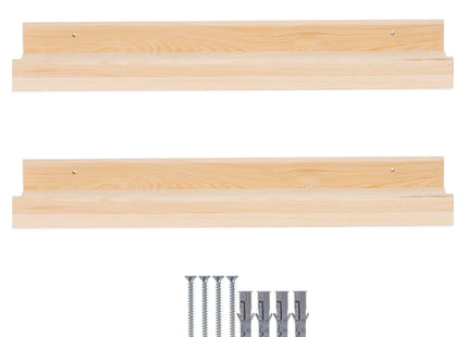 Wandplank - Boekenplank - Ophangbaar - Kruidenplank- Naturel - Grenenhout - 10 Kg - 60 cm - 2 Stuks