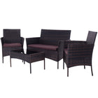 Tuinset - 4 Delig - Stoelen - Bank - Tafel - Rotan - Bruin