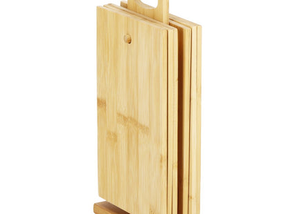 Snijplank | Snijplankenset met Houder | Bamboe Snijplank | 6-delig | 22 x 14 cm | Naturel