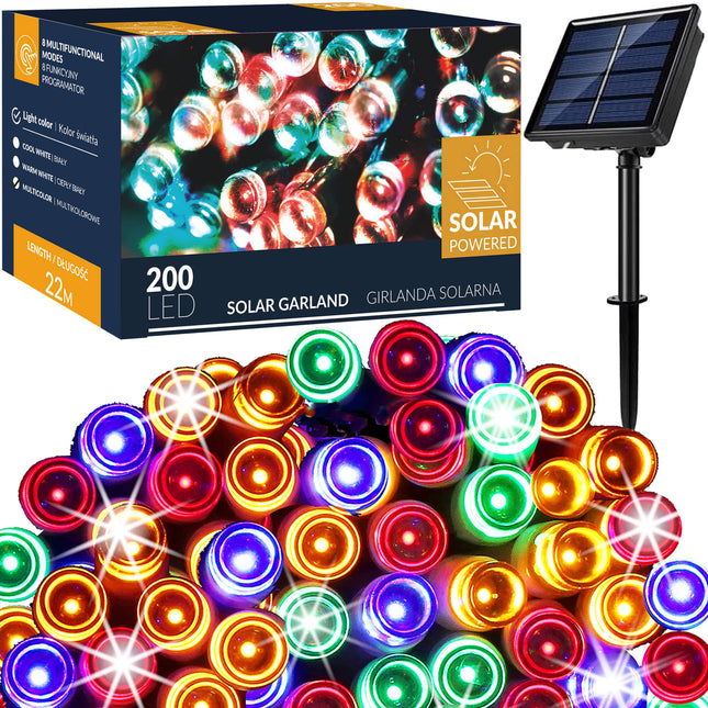 Kerstboomverlichting - Zonne- Energie - 200 LED - 22 M - Multicolor