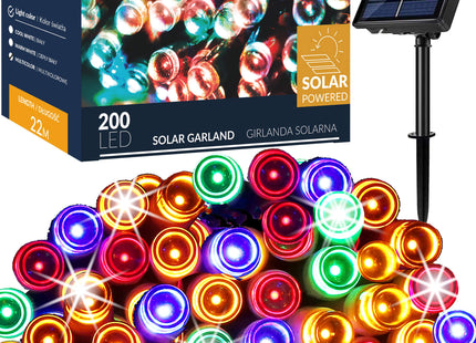 Kerstboomverlichting - Zonne- Energie - 200 LED - 22 M - Multicolor