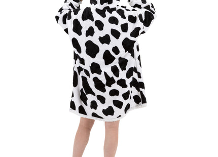 Hoodie Deken - Deken Met Mouwen - One Size - 2 in 1 - Zwart- Wit
