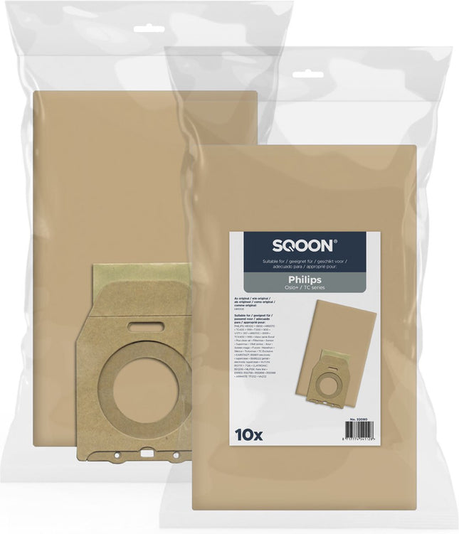SQOON® Stofzuigerzakken 10 Stuks  Geschikt voor Philips Oslo - Vervangt Model HR6938 - Papier - Voor Optimale Stofopname