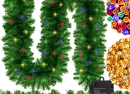 Kerstslinger | 270 cm | Lichtgevend | Multicolor | Warm Wit | 50 Led
