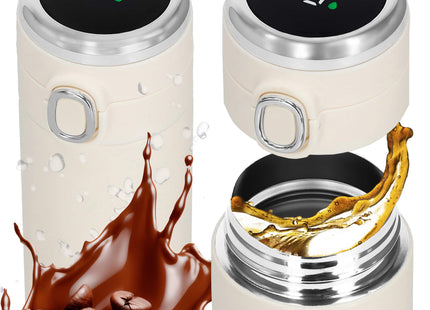 Thermosfles - Thermoskan - LCD- Display - 420 ML - RVS - Creme
