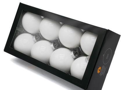 Kerstballen Glas | 8 Stuks | Glas | Glans | Melk | Wit