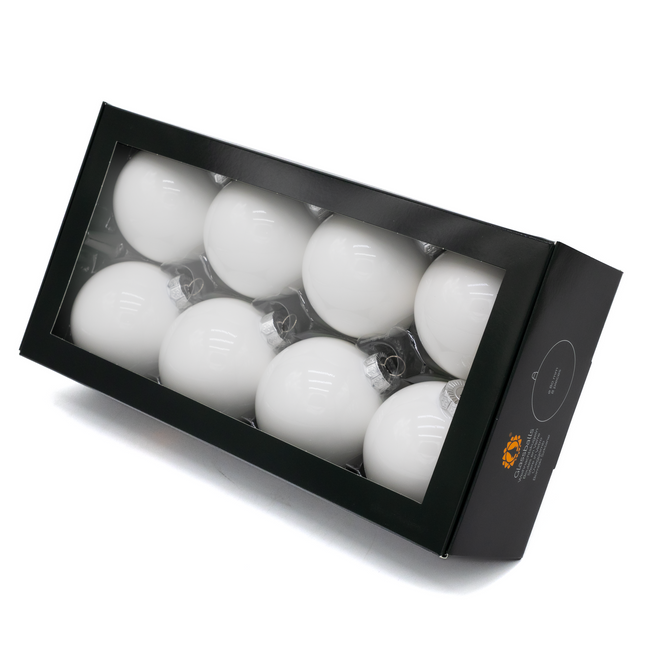 Kerstballen Glas | 8 Stuks | Glas | Glans | Melk | Wit