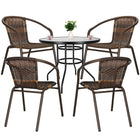 Tuinset | Balkonset | Bistroset | 3-delig | Tafel + 4 Stoelen | Zwart/Bruintinten
