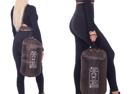 Slaapzak | Wandel Slaapzak | Dekenmodel | Capuchon | Inclusief Draagtas | 220x80 cm| Bruin