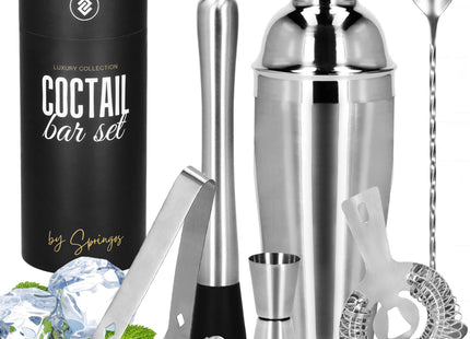 Cocktail Set | 11-Delige Cocktail Shaker Set | Bartenderset |  RVS | Zilverkleurig | 750 Ml