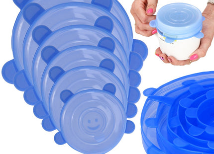 Siliconen Deksel | Universele Deksels | 6 Stuks | Blauw