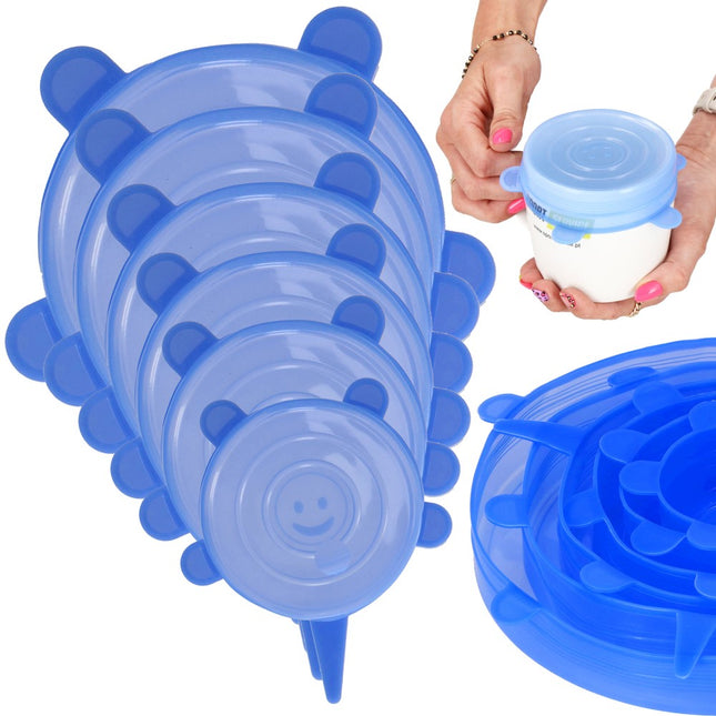 Siliconen Deksel | Universele Deksels | 6 Stuks | Blauw