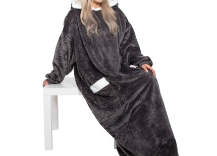 Oversized Fleece Deken/Trui - Oversized Deken - Oversized Trui - Hoodie - Capuchon - Donkergrijs
