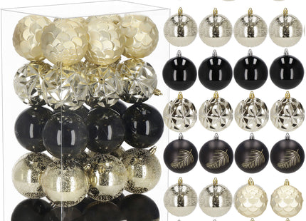 Kerstballen | 30 Stuks | 8 cm | Goud/Zwart