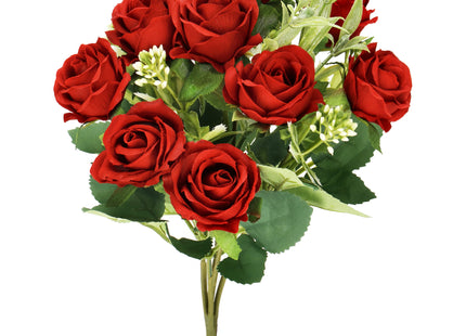 Kunstboeket - Sierboeket - Decoratief - Rozen - Decoratief -Rood - 10 Stuks