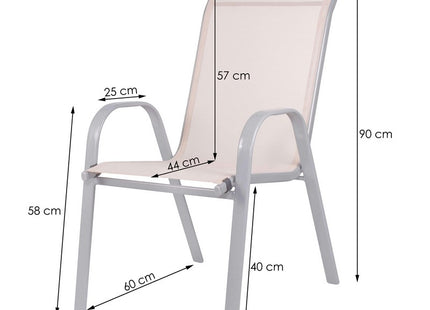 Tuinstoel | Tuinstoelen | Tuinstoel Buiten | Staal & Textileen | 130 kg | Crème