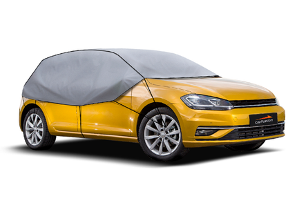 CarPassion Autohoes - Half Cover - Beschermhoes - Waterdicht &amp; Vorstbestendig - Maat M/L - Grijs - 295 x 75 cm