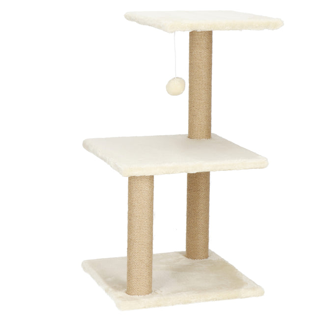 Krabpaal - 3 Etages - Voor Katten - Meubelbescherming - 35 x 35 x 65 cm - Beige