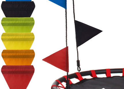 Nestschommel | Schommel Kinderen | Kinderschommel | Maximale Belasting 200 kg | Inclusief Vlaggetjes | Zwart/Rood